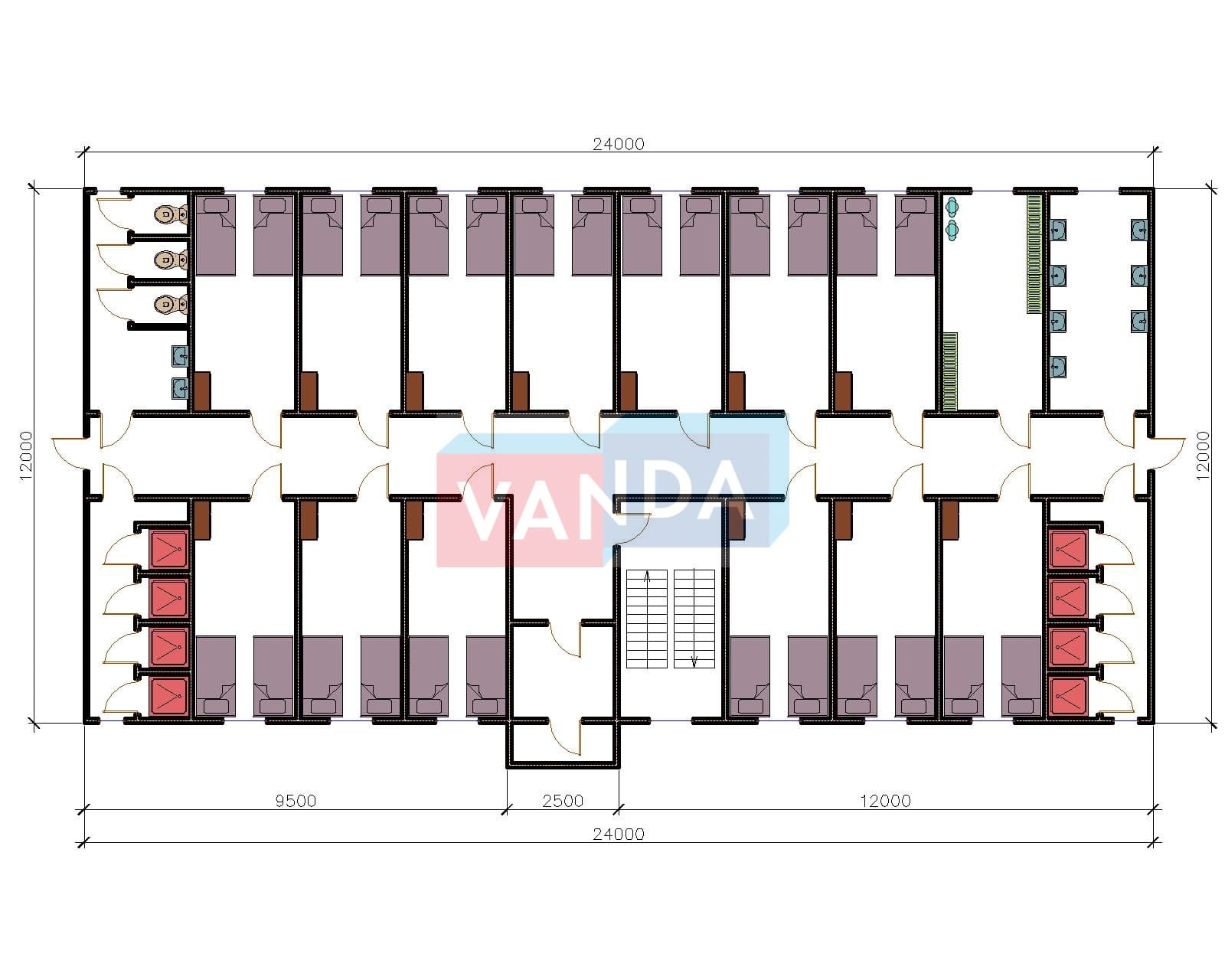 Проект общежития из блок контейнеров 12x24 Панели OSB купить в Торжке с  доставкой